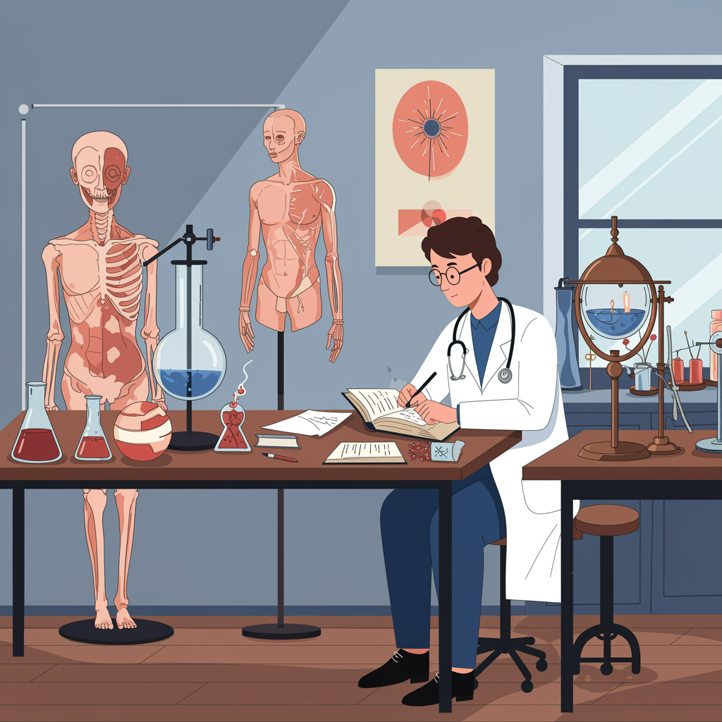 Medical students in European university lab